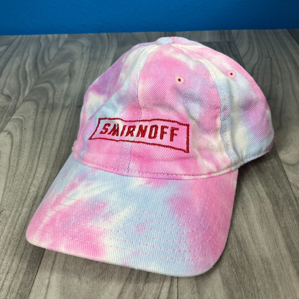Smirnoff‎ Vodka Baseball Cap Mens Pink Blue Tie-dye Cotton Adjustable Strapback